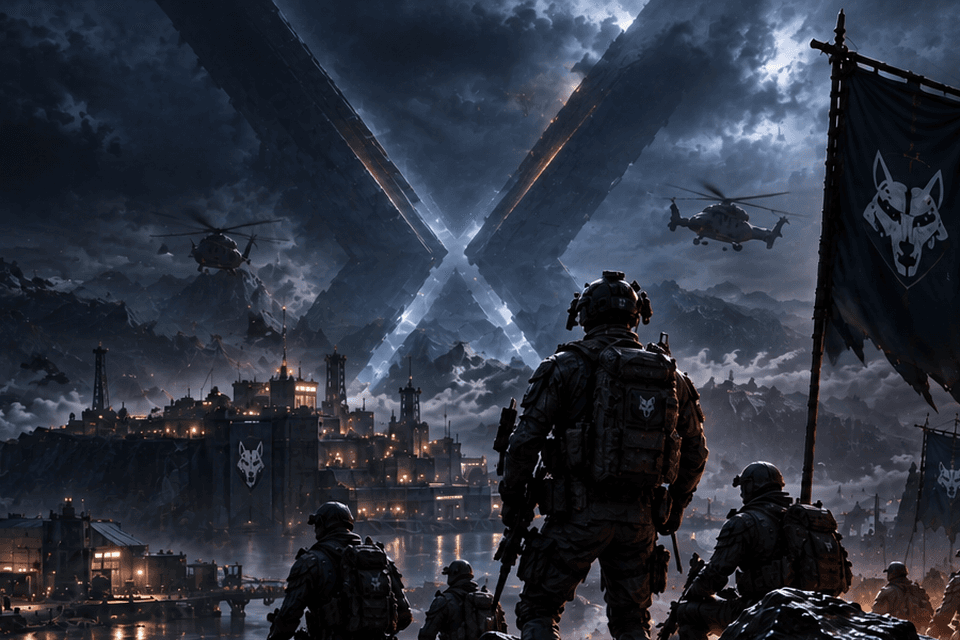 The EXTREME sigil lit above a squad and its banners